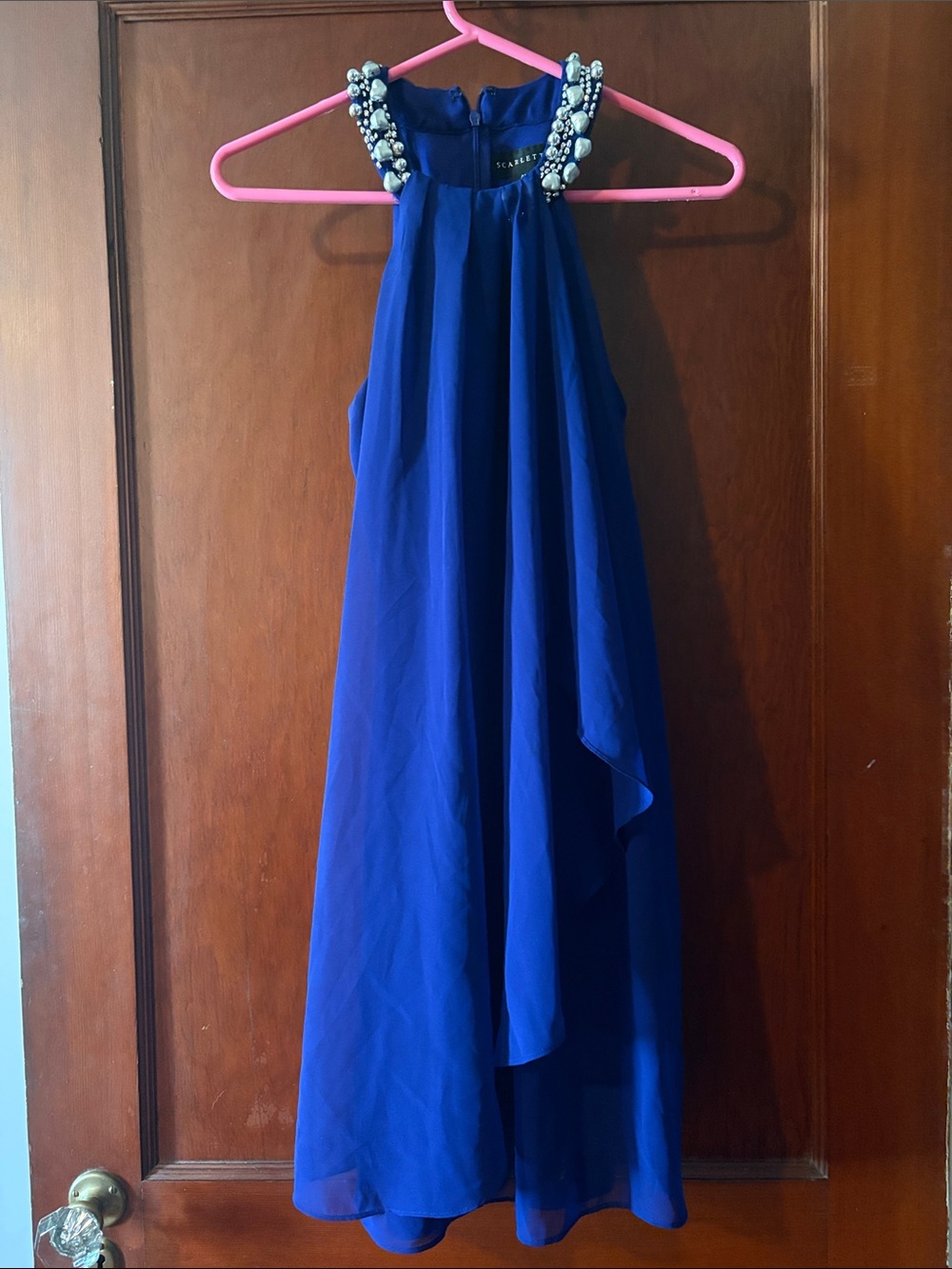 Scarlett Royal Blue Beaded Halter Dress